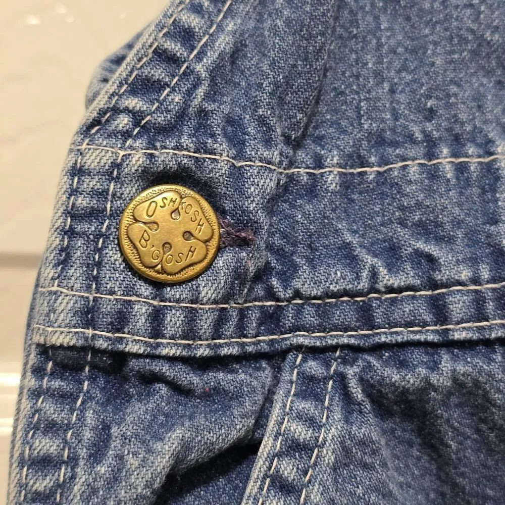 Vintage 80s Oshkosh B'Gosh Baby 6-9m Blue‎ Jean Vestbak Overalls USA